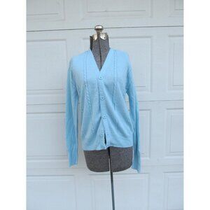 1970s Unisex Grunge Cardigan, periwinkle blue, golf sweater, L
